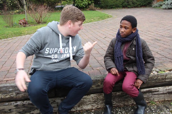 Director Benjamin Wicks working with his young star on set.