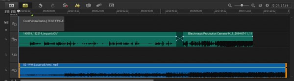 The updated timeline is much easier to read.  Here we're looking at it in "audio mixing" mode.