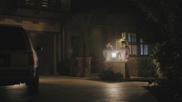 A scene shot using no-budget lighting gear. Keon Hedayati and Shayan Shivaei in Summerdale (dir. Peter Tran).