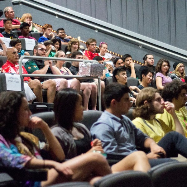 The auditorium of the movie theater quickly starts to fill-up. Eventually, there was not a single empty seat.