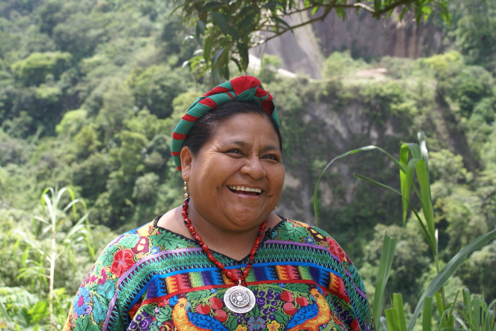 Rigoberta Menchu is seen here in her first bid for presidency as the alternative to a genocidal warlord.