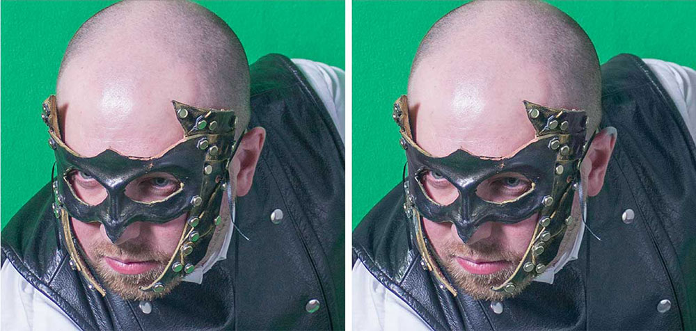 Left: Original shot. Right: Spill removed from buttons and other reflective areas. Left: Original shot. Right: Spill removed from buttons and other reflective areas.