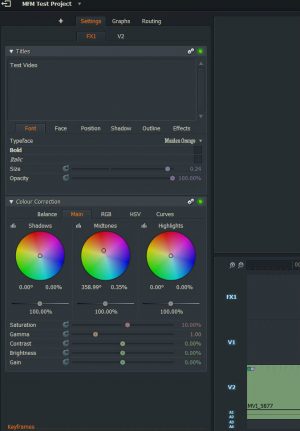 Here you can see that color correction tools are included alongside the timeline editing controls.