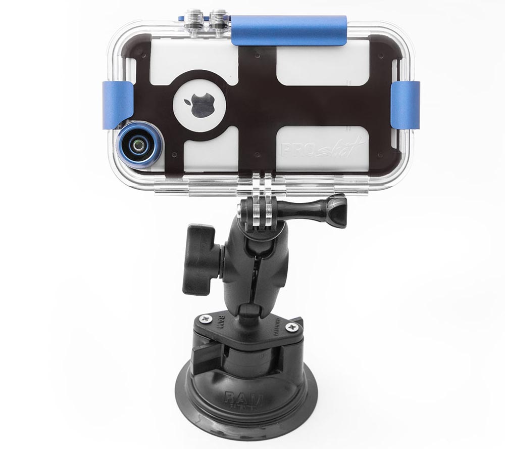 The iPhone (with optional action cam fittings, like this one from ProShotcase)